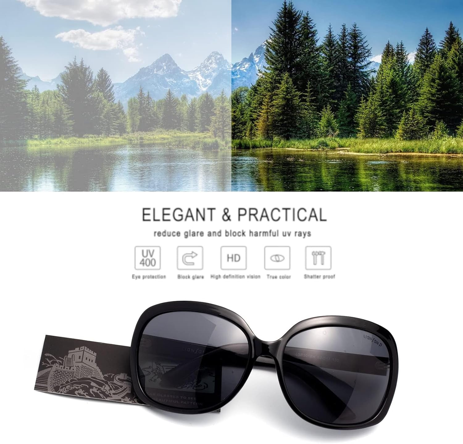 Oversized Polarized Uv Protection Sunglasses