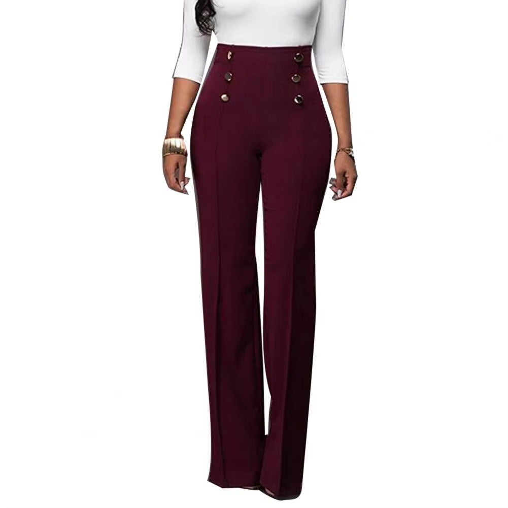 Women Wide Leg Pants High Waist Autumn Ladies Fashion Trousers Solid Color Comfortable Soft Bell-Bottoms Pants Women Clothing