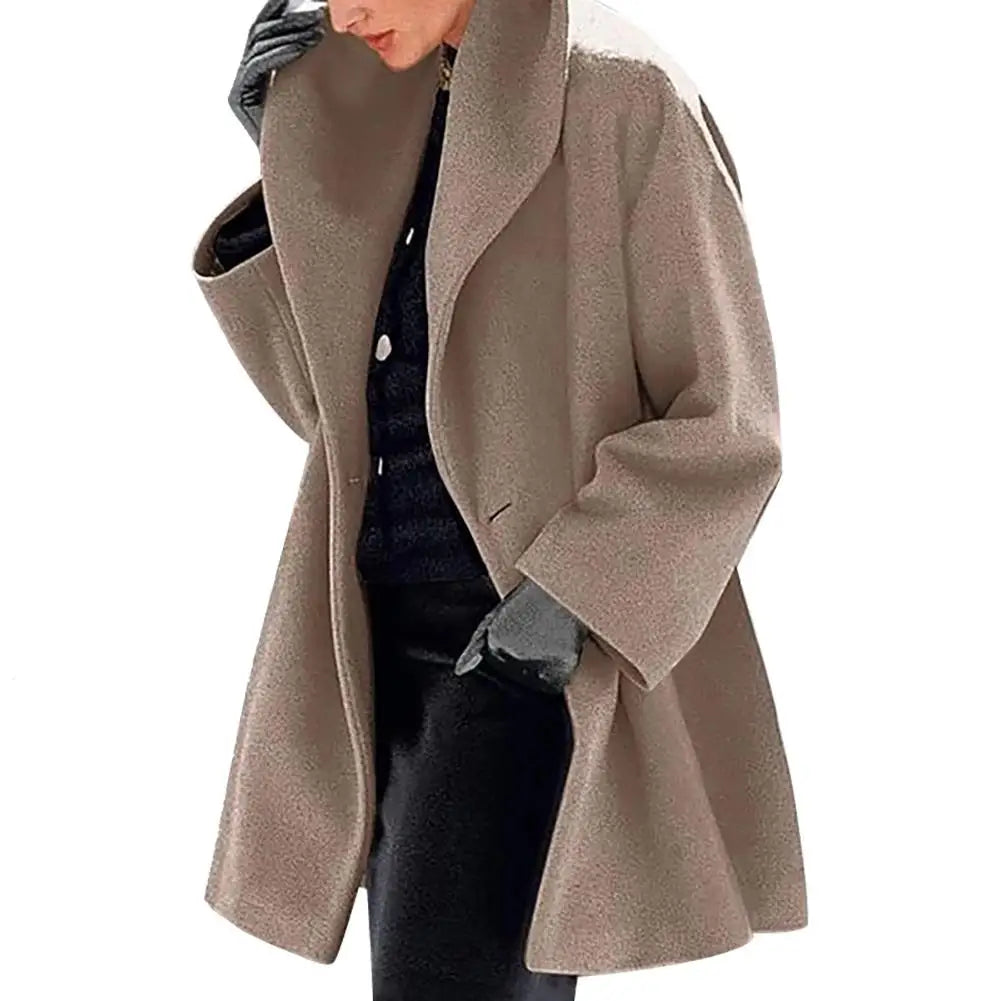 Women Autumn Winter Shawl Collar Buttons Warm Hooded Jacket Long Coat Outerwear
