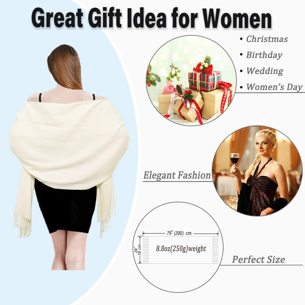 Womens Scarf Pashmina Shawls and Wraps for Evening Dress Wedding Bridesmaid Gift