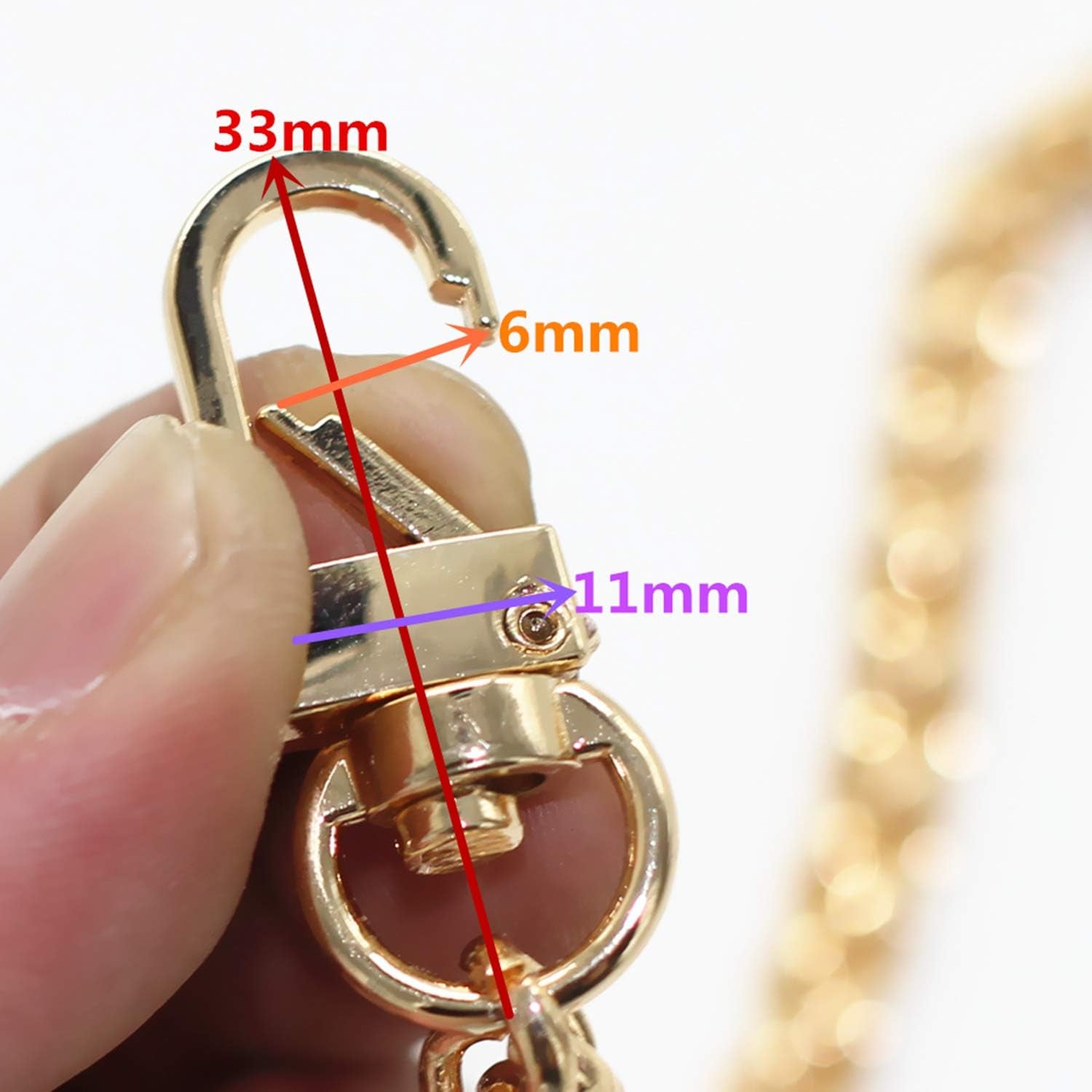 Adjustable Handbag Replacement Chain with Metal Buckles