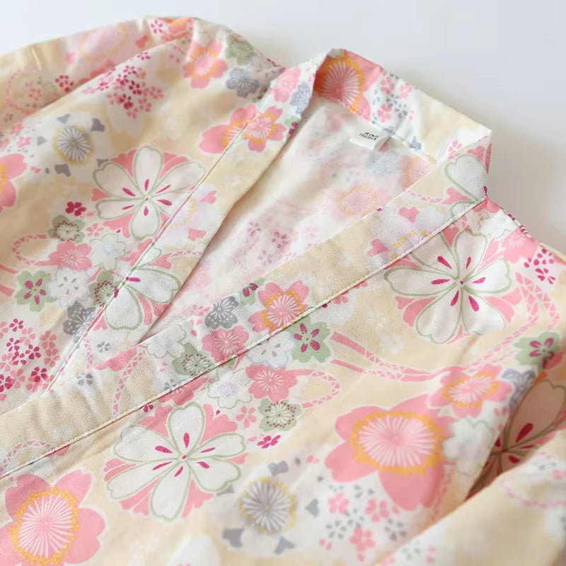 Japanese-Style Kimono Cotton Fresh Style Pajamas Suit Female Casual Spring and Summer Pajamas Pajamas Two-Piece Home Service