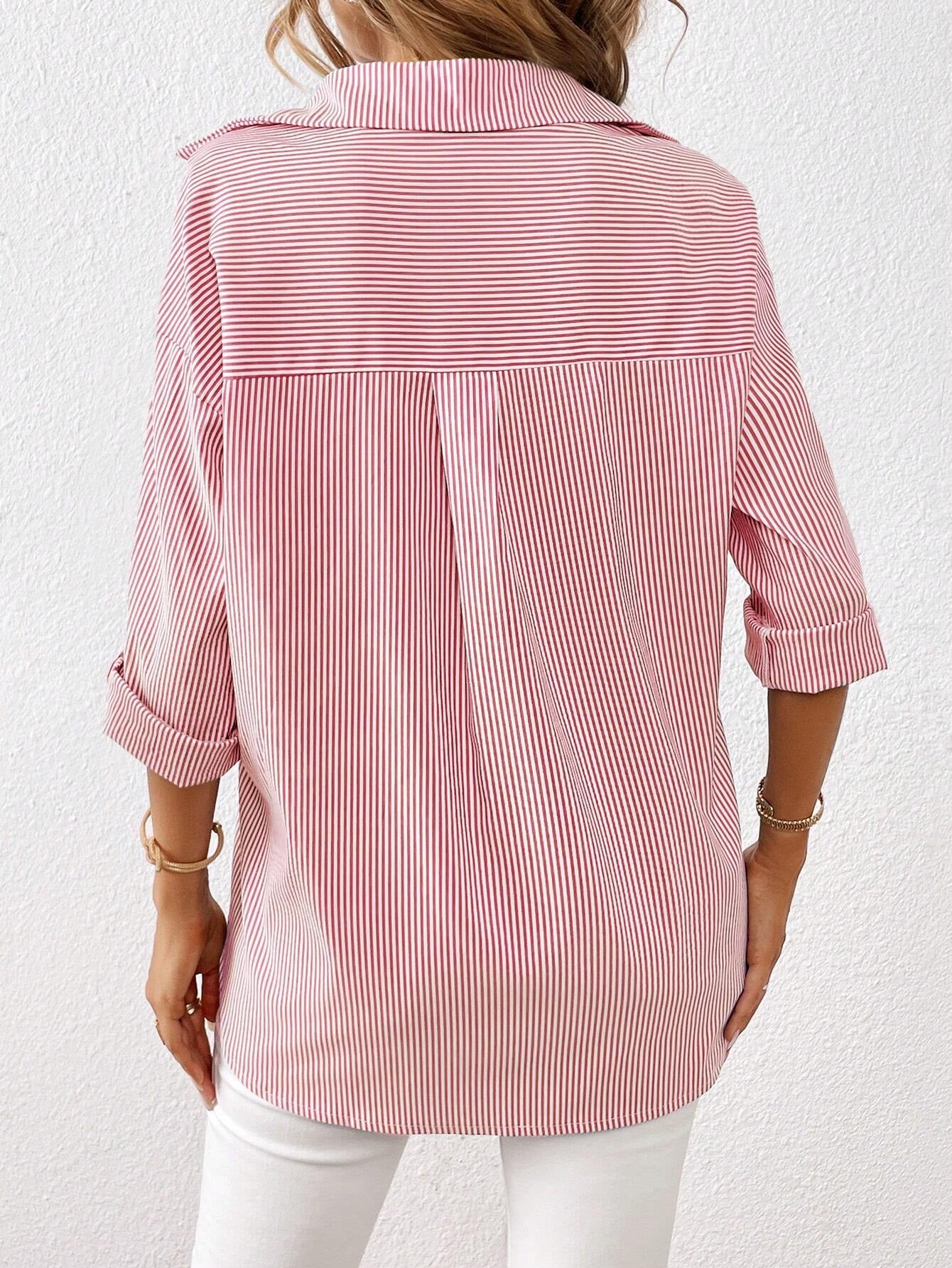 Essnce Striped Print Drop Shoulder Shirt