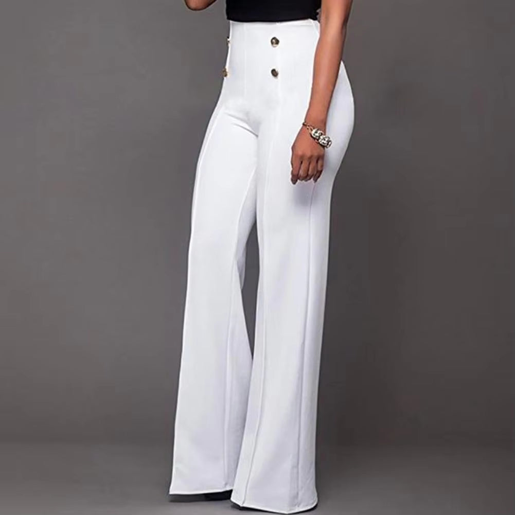 Women Wide Leg Pants High Waist Autumn Ladies Fashion Trousers Solid Color Comfortable Soft Bell-Bottoms Pants Women Clothing