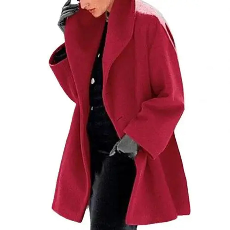 Women Autumn Winter Shawl Collar Buttons Warm Hooded Jacket Long Coat Outerwear