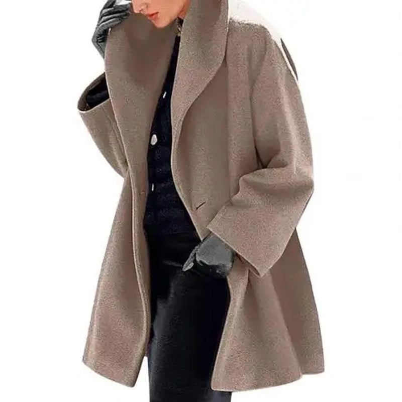 Women Autumn Winter Shawl Collar Buttons Warm Hooded Jacket Long Coat Outerwear