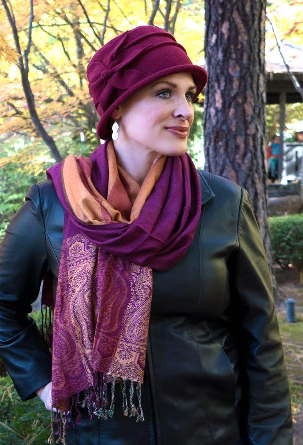 Fleece Flower Cloche Hat for Women