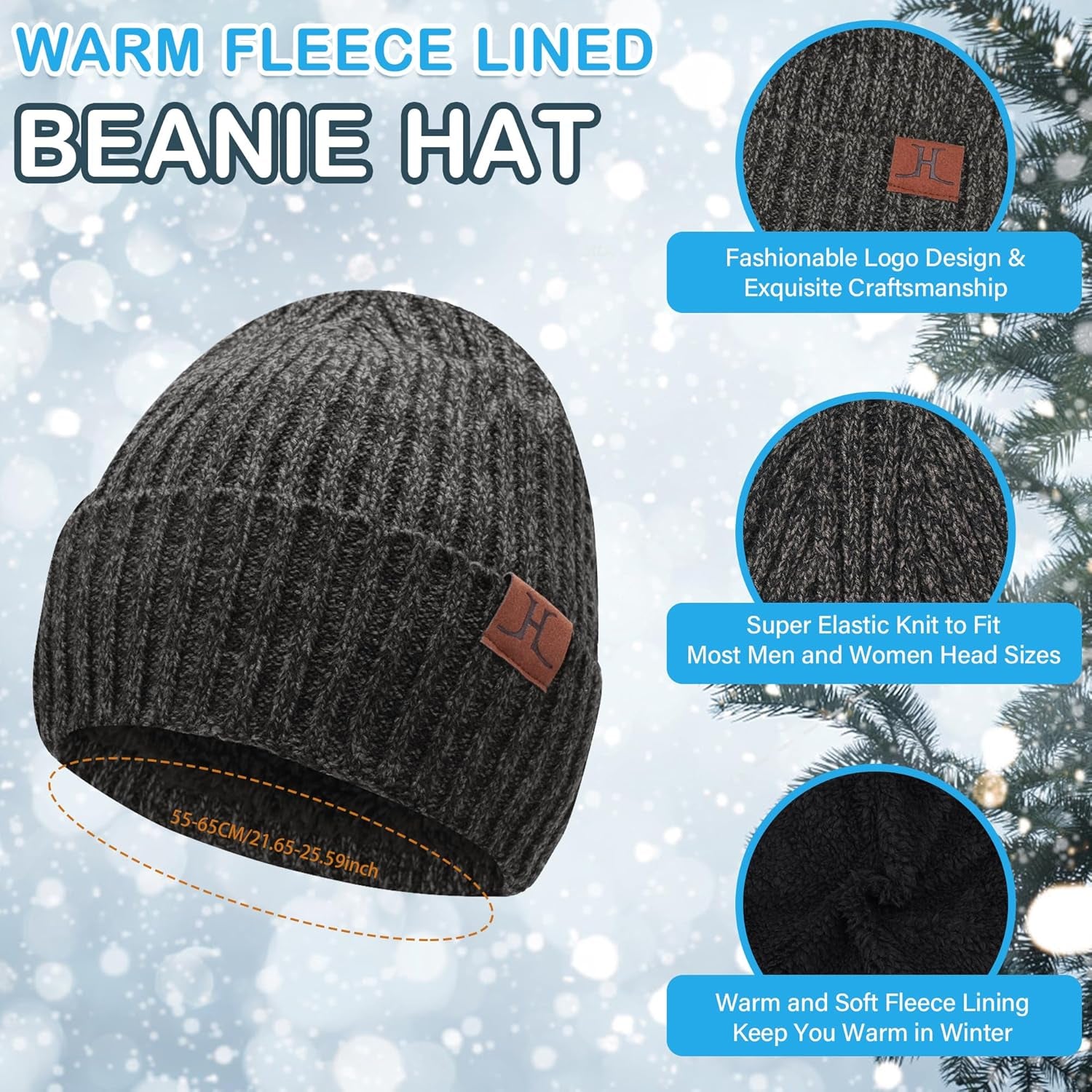 Warm & Stylish Winter Knit Set – Beanie, Long Scarf, and Touchscreen Gloves with Fleece Lining