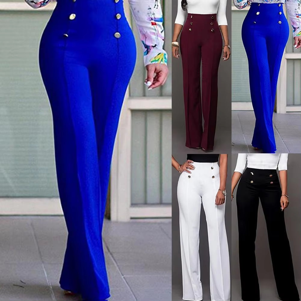 Women Wide Leg Pants High Waist Autumn Ladies Fashion Trousers Solid Color Comfortable Soft Bell-Bottoms Pants Women Clothing