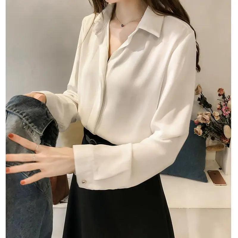 Blouse Women Shirt Ladies Autumn Clothes Chiffon White Shirt Business Shirt Blusas Ropa De Mujer