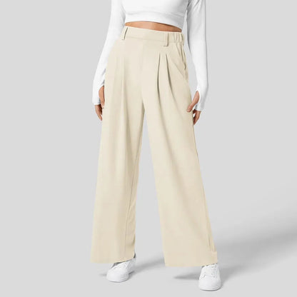 Solid Wide Leg Pants for Woman Work Business High Waisted Pants Office Elastic Trousers Casual Streetwear Womens&