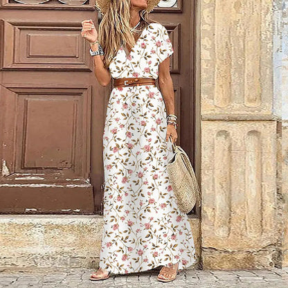 Boho Summer Long Dress for Women Evening 2023 Vestidos De Mujer Dresses Elegant Robe Femme Casual Maxi Short Sleeve Clothing