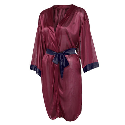 Pajama Set for Women Women Black Silk Satin Kimono Robe Lace Bathrobe Lingerie Sleepwear Pajamas Red XXXL