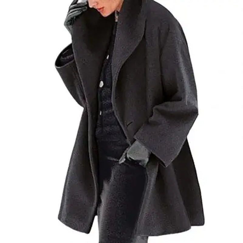 Women Autumn Winter Shawl Collar Buttons Warm Hooded Jacket Long Coat Outerwear