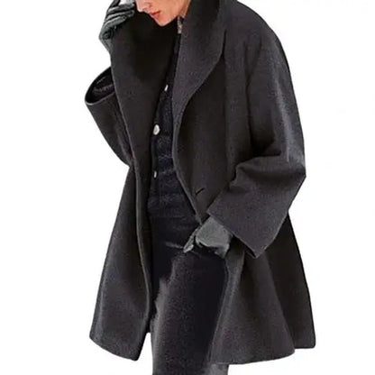 Women Autumn Winter Shawl Collar Buttons Warm Hooded Jacket Long Coat Outerwear
