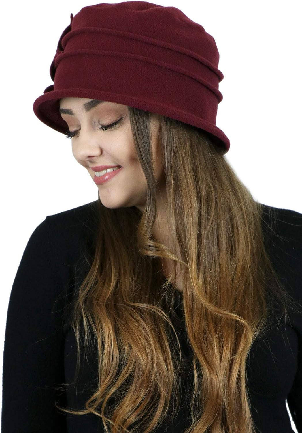 Fleece Flower Cloche Hat for Women 