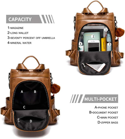 Chic &amp; Secure PU Leather Backpack 
