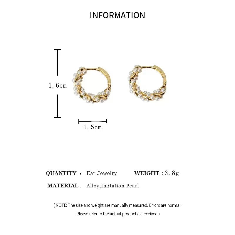Elegant French Imitation Pearl Circle Hoop Earrings 