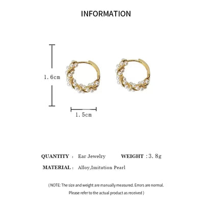Elegant French Imitation Pearl Circle Hoop Earrings 