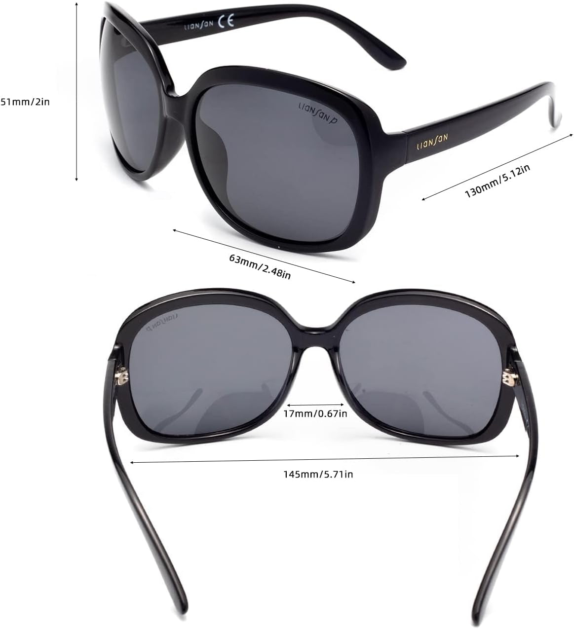 Oversized Polarized Uv Protection Sunglasses