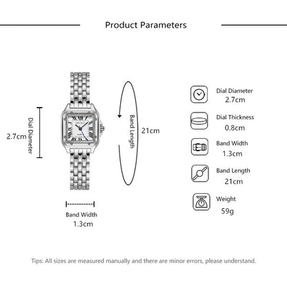 Luxury Square Watch with Gold Alloy Strap &amp; Roman Numerals