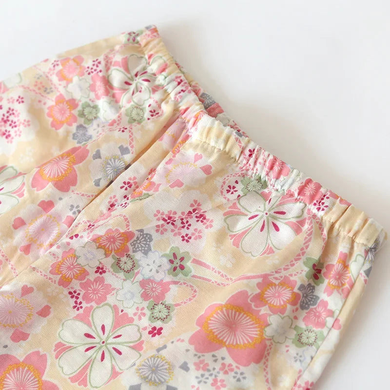 Japanese-Style Kimono Cotton Fresh Style Pajamas Suit Female Casual Spring and Summer Pajamas Pajamas Two-Piece Home Service