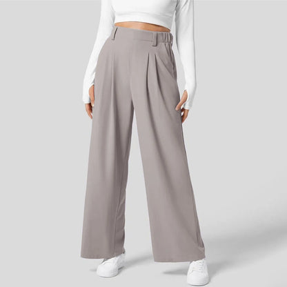Solid Wide Leg Pants for Woman Work Business High Waisted Pants Office Elastic Trousers Casual Streetwear Womens&