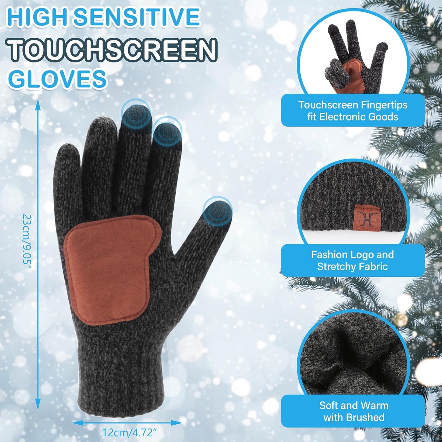 Warm &amp; Stylish Winter Knit Set – Beanie, Long Scarf, and Touchscreen Gloves with Fleece Lining
