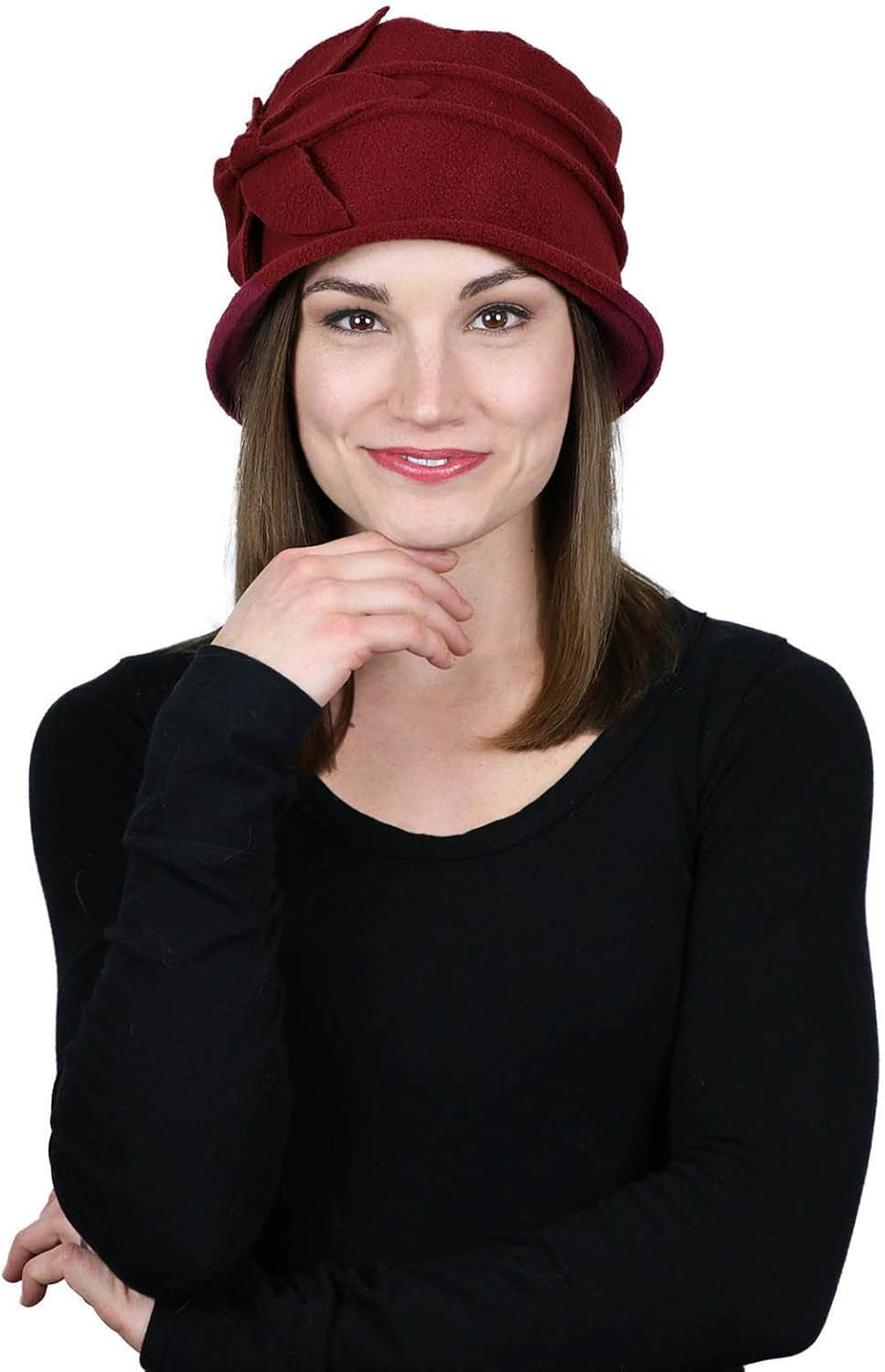 Fleece Flower Cloche Hat for Women 