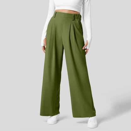 Solid Wide Leg Pants for Woman Work Business High Waisted Pants Office Elastic Trousers Casual Streetwear Womens&