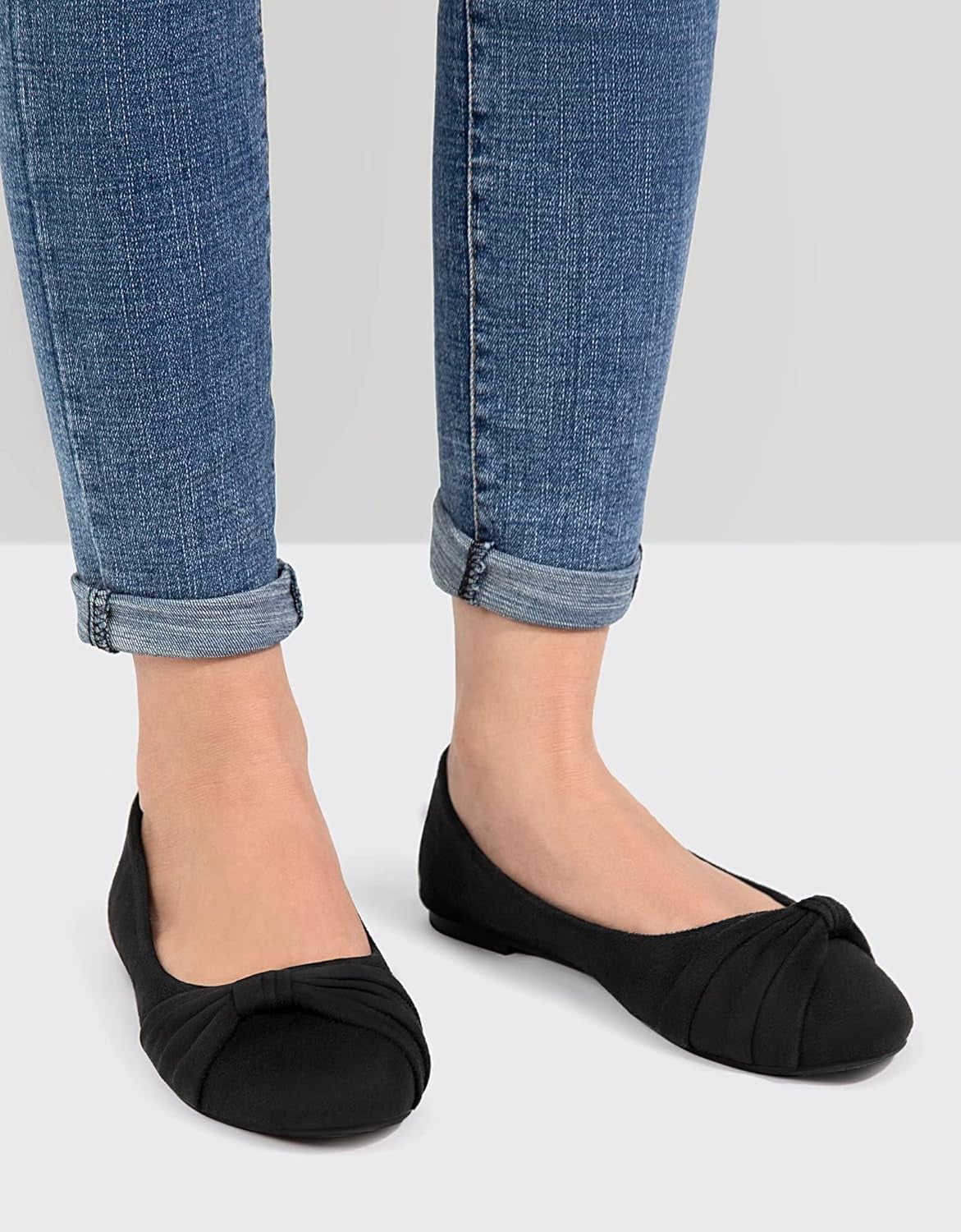 Faux Suede Round Toe Ballet Flats