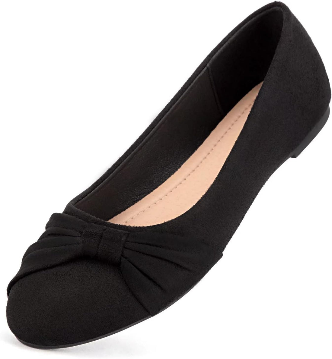 Faux Suede Round Toe Ballet Flats