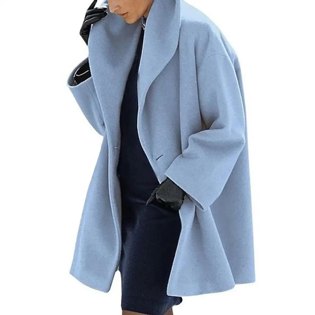 Women Autumn Winter Shawl Collar Buttons Warm Hooded Jacket Long Coat Outerwear